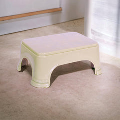 Heart Home Bathroom Stool | Bathroom Plain Square Stool | Plastic Stool For Bathroom | Stool for Kitchen | Bathroom Patla | Support Stool for Bathroom | P6 | Pack of 2 | Beige
