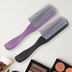 Kuber Industries Hair Brush | Flexible Bristles Brush | Hair Brush with Paddle | Straightens & Detangles Hair Brush | Suitable For All Hair Types | Hair Brush Styling Hair | Set of 6 | Black & Purple