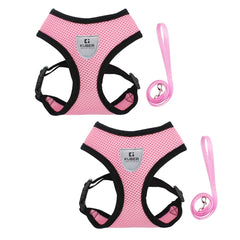 Kuber Industries Reflective Dog Harness With Adjustable Leash|Breathable Polyester Mesh Fabric With Top carry Handle|Medium Size|HAT-818|Comfortable No-Pull Grip|Quick Release Buckles|Pink (Pack Of 2)