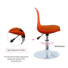 Kuber Industries Revolving Curvy Mini Bar Stool Chair for Kitchen with Leather Seat & 360 Swivel | 20 inch Height Adjustable Kiddle Food & Study Chair for Baby | Kids Counter Stools | Red