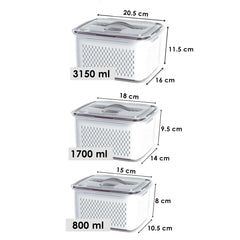 Kuber Industries 15 Pcs Food Containers | Storage Box for Fridge | Vegetable Fruit Boxes | Refrigerator Storage Box | Containers With Lid | Handheld Strainer Basket | HXP00740 | Transparent|Pack of 5