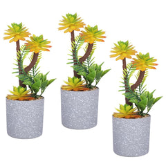 Kuber Industries Artificial Plants for Home Décor|Natural Looking Indoor Fake Plants with Pot|Artificial Flowers for Decoration-Pack of 3 (Yellow)