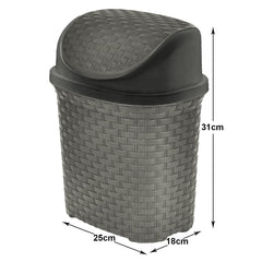Heart Home Multiuses Plastic Dustbin For Home, Kitchen, Office, Bathroom With Swing Lid 7 Litre (Grey)-47HH0702