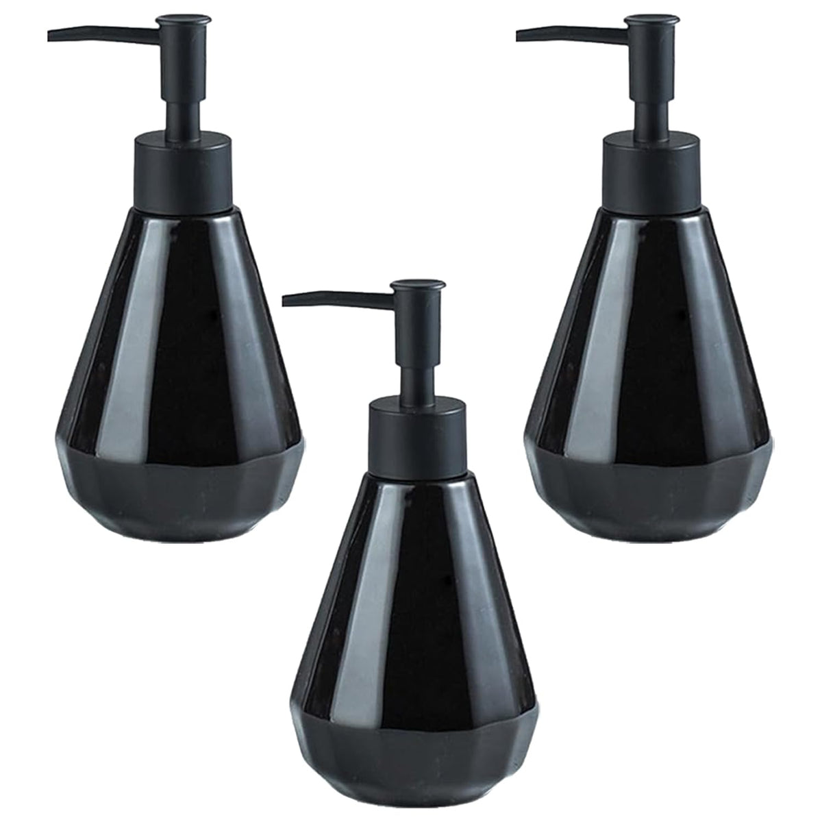 Homestic Liquid Soap Dispenser | Handwash Soap Dispenser | Soap Dispenser for Wash Basin | Shampoo Dispenser Bottle | Bathroom Dispenser Bottle | 3 Piece | ZX060BK | 250 ml | Black