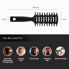 Kuber Industries Hair Brush | Flexible Bristles Brush | Hair Brush with Paddle | Quick Drying Hair Brush | Suitable For All Hair Types | Round Vented Hair Brush | Pack of 6 | C13-X-BLK | Black