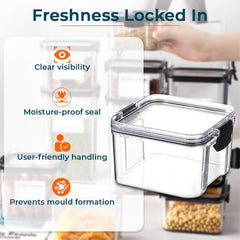 Kuber Industries Extra Small Refrigerator Storage Crisper/Fridge Container with Airtight Lid-Pack of 5 (Transparent)