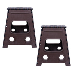 Kuber Industries "18 Inch" Foldable Stool For Traveling|Heavy-Duty Step Stool For Adults|Perfect for Bathroom, Kitchen, Garden-Pack of 2 (Brown)