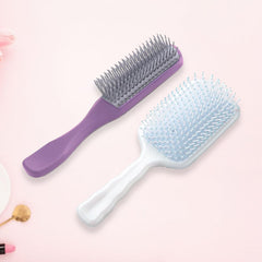 Kuber Industries Hair Brush | Flexible Bristles Brush | Hair Brush with Paddle | Straightens & Detangles Hair Brush | Suitable For All Hair Types | Hair Brush Styling Hair | Set of 2 | Blue & Purple