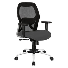 Kuber Industries Ergonomic Office Chairs for Work From Home with Meshback | Comes with Manual Height Adjustable Armrest & 2D Lumbar Support | Comfy Chair for Students with Wheels | Black & Grey Seat