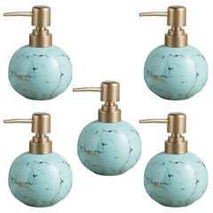 Kuber Industries Liquid Soap Dispenser | Handwash Soap Dispenser | Soap Dispenser for Wash Basin | Shampoo Dispenser Bottle | Bathroom Dispenser Bottle | Pack of 5 | 300 ml | Blue