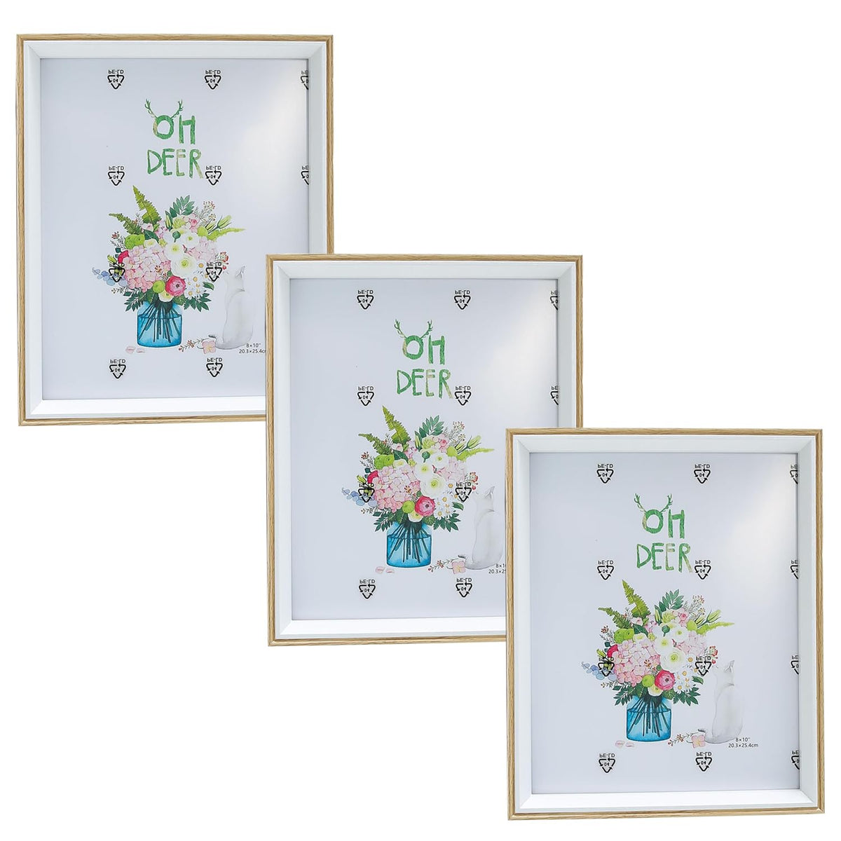 Kuber Industries Photo Frame For Home D?cor|Use Horizontal & Vertical|Crystal Clear Glass|Perfect For Home, Office And Shop 21.8x26.9CM-Pack of 3 (Natural)