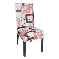 Heart Home Square Printed Elastic Stretchable Polyster Chair Cover for Home, Office, Hotels, Wedding Banquet (White)-50HH0895