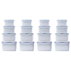 Kuber Industries 16 Pcs Food Containers | Storage Box for Fridge |Vegetable Fruit Boxes | Refrigerator Storage Box | Containers With Airtight Lid | Strainer Basket | HXP00287 | Transparent Pack of 4