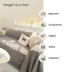 Kuber Industries Decorative Chenille Sofa throw|Throw for Sofa, Bed & Couch|Ideal for Indoor & Outdoor "70x90" Inches-Pack of 2 (Grey)