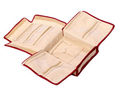 Kuber Industries Cotton Foldable Make Up Kit Cum Jewellery Kit Necklace Pouch (Maroon) -CTKTC039115