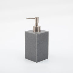 Urbane Home Premium 6 Pc Poly Resin Bathroom Accessories Set - 420 ml Square Soap Dispenser,Towel Tray,Coaster,Remote Control Stand & Amenity Box | Moisture-Resistant, Scratch-Proof | Grey