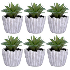 Kuber Industries Artificial Plants for Home Décor|Natural Looking Indoor Fake Plants with Pot|Artificial Flowers for Decoration-Pack of 6 (Green)