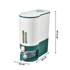 Kuber Industries Pack of 3 Kitchen Storage Dispenser| Moisture Proof Dust Proof | Rice Cereal Dal Storage Dispenser Box| Transparent Metering Cylinder| Measurable Cup | 2021 | White