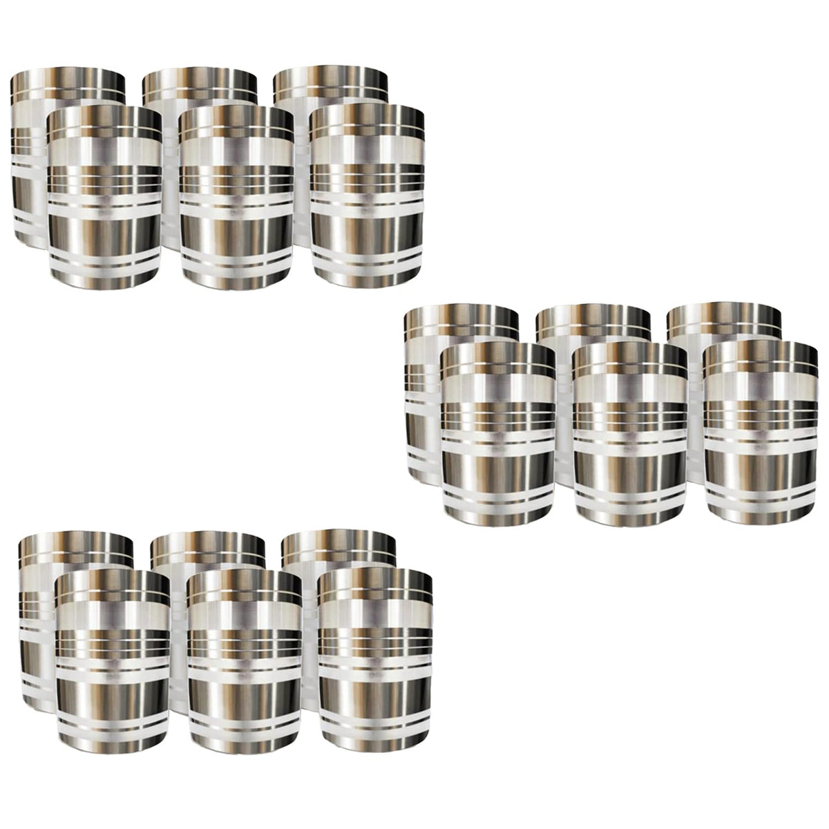 Kuber Industries Stainless Steel Glass Set | Wobble Free Base, Durable | Multipurpose, Elegant Design & Mirror Finish | Easy to Clean & Store | Steel Glass Set 6 (Pack of 3)