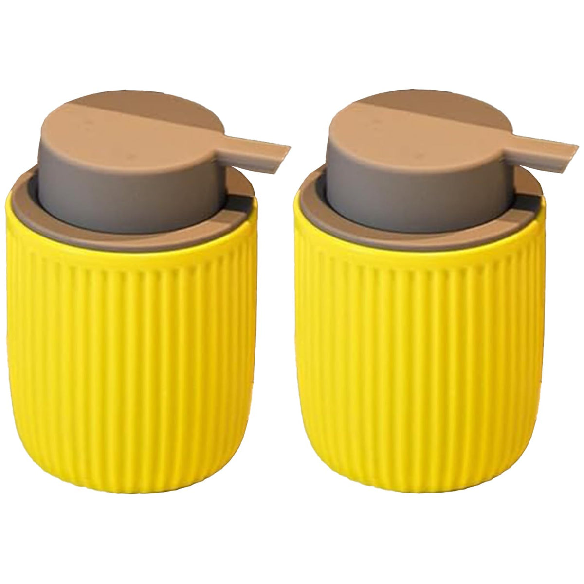 Kuber Industries Liquid Soap Dispenser | Handwash Soap Dispenser | Soap Dispenser for Wash Basin | Shampoo Dispenser Bottle | Bathroom Dispenser Bottle | Pack of 2 | JY00162YW | 320 ml | Yellow