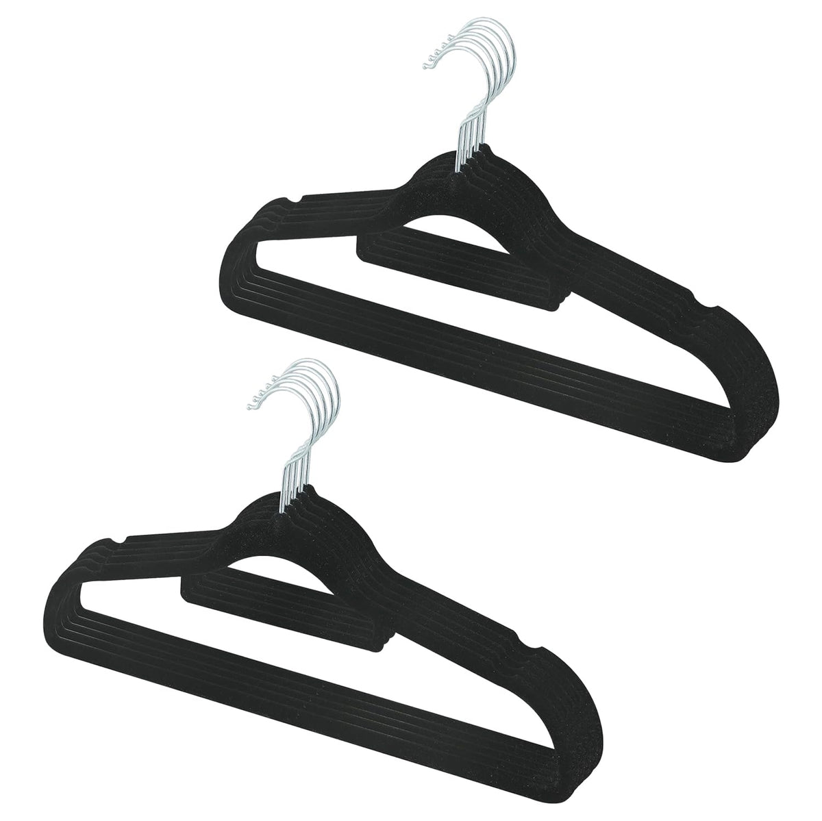 Kuber IndustriesVelvet Cloth Hanger Set of 10 With Chromed Plated Steel Hook (Black)