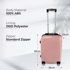 Heart Home 20inch Strong & Lightweight Cabin Trolley Bags with 360 Degree Rotating Wheels | Expandable Carry-On Cabin Luggage Suitcase | Bags for Travelling | 600520PNK-Pink