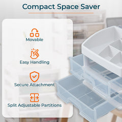 Kuber Industries 2 Layer Cabinet Drawer Box|Desktop Storage Box|Multi Drawer Storage Organizer|Pack of 6| White