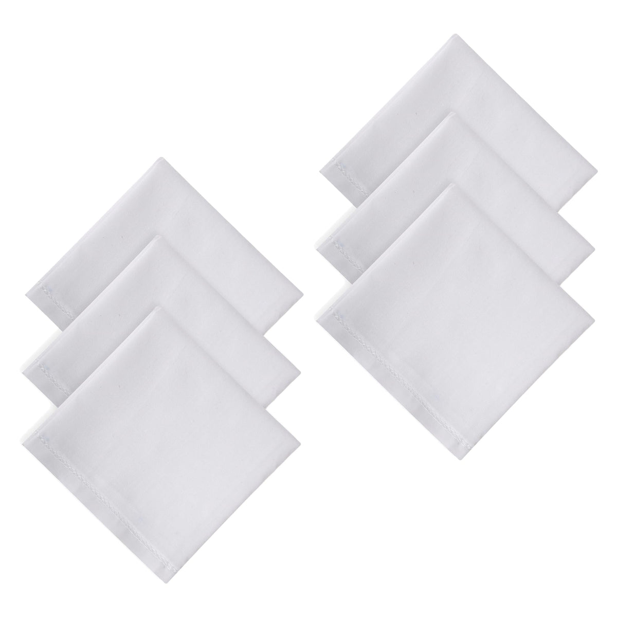 Heart Home Handkerchief | Premium Cotton Fabric | Handkerchief for men | Handkerchief for Boys | Men's Handkerchief Set | Plain Hanky Rumal | 4100 | Pack of 6 | White