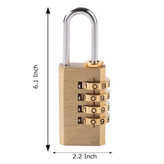Kuber Industries 4 Digit Combination Padlock|Keyless Luggage Lock-Pack of 2 (Brass)