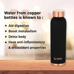 Kuber Industries Copper Water Bottle | BPA Free, Non Toxic | Leakproof, Durable & Lightweight | with Added Health Benefits of Copper | Ergonomic Design & Easy to Clean| 950 ml|Black (Pack of 5)
