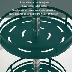 Kuber Industries 3-Layer Rotating Spice Rack|Circular Shelf For Cabinet Countertop|360-Degree Rotable Kitchen Trolley|Fruit Basket Pack of 6 (Dark Green)