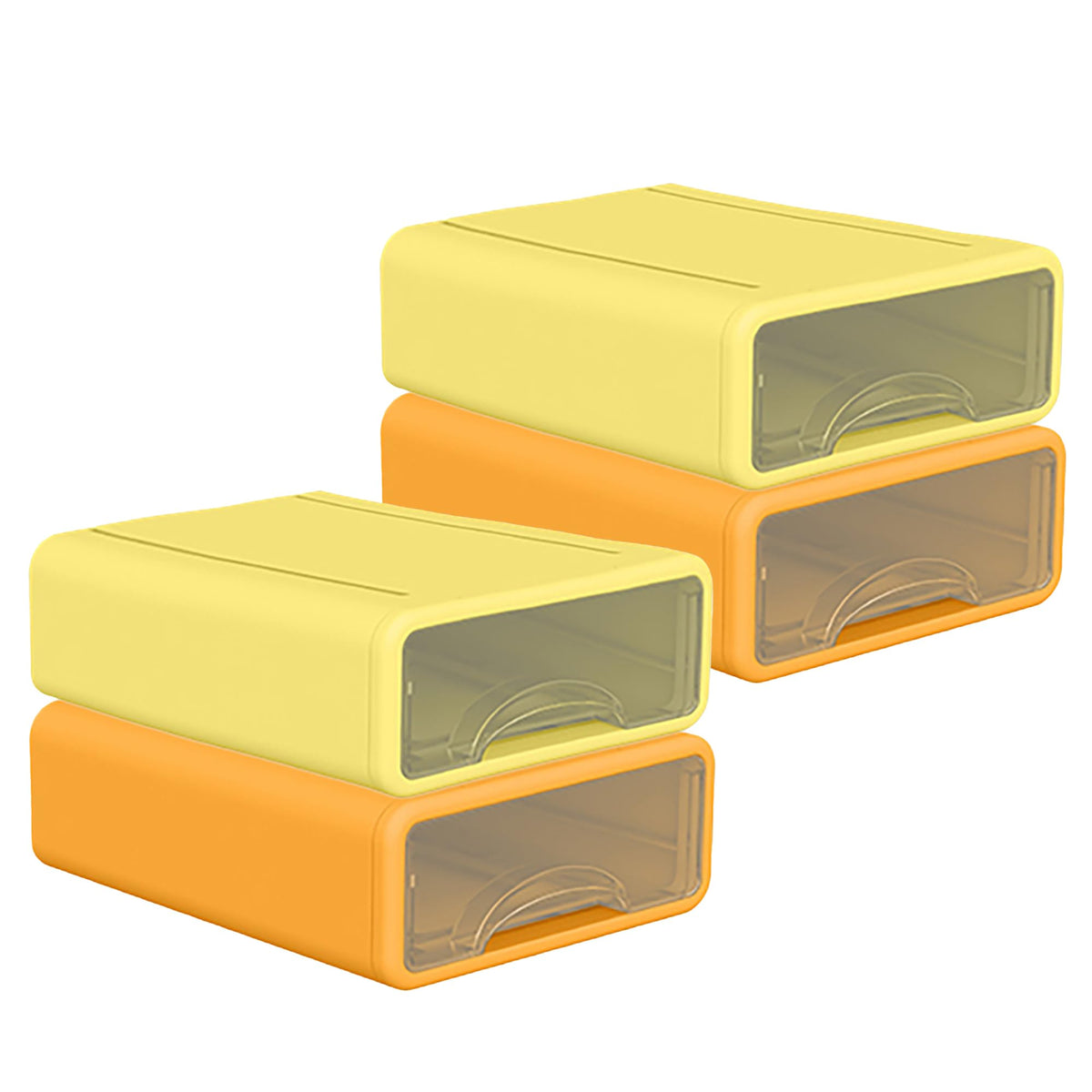 Kuber Industries (Set of 4) Stackable Stationary Organizers Drawer with Translucent for Home, Office & Makeup Suppliance | Desktop Storage Box Table Organiser, JSNH604L-1YO | Yellow & Orange