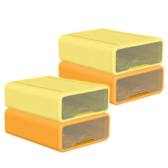 Kuber Industries (Set of 4) Stackable Stationary Organizers Drawer with Translucent for Home, Office & Makeup Suppliance | Desktop Storage Box Table Organiser, JSNH604L-1YO | Yellow & Orange