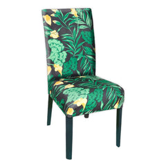 Heart Home Flower Printed Elastic Stretchable Polyster Chair Cover for Home, Office, Hotels, Wedding Banquet (Black & Brown)-50HH0911