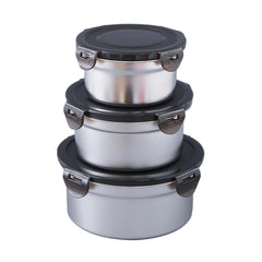 Urbane Home Stainless Steel Kitchen Containers With Lid Set of 3-350ml, 550ml & 850ml | Multipurpose Air Tight Food Storage Containers, Kitchen Organizer And Lunch Boxes For Office/School/College