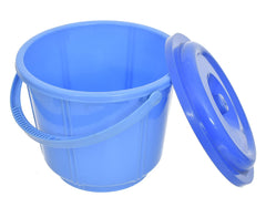 Heart Home Small Multiuses Plastic Kitchen & Pantry Storage Container/Bucket with Handle & Lid, 5 LTR.- Pack of 3 (Blue)-47HH01233