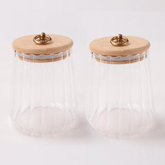 Heart Home Borosilicate Glass Jar with Bamboo Lid | Kitchen Organizer Items & Storage | Multi-utility, Leakproof, Airtight Storage Jar for Cookies, Snacks, Tea, Coffee, Sugar | Set of 2 (750ml)