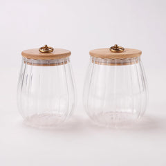 Urbane Home Borosilicate Glass Jar with Bamboo Lid | Kitchen Organizer Items & Storage | Multi-utility, Leakproof, Airtight Jar for Cookies, Snacks, Tea, Coffee, Sugar | Set of 2 (680ml, 830ml)