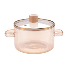 Homestic Borosilicate Glass 1.45L Saucepan with Lid & Handle | Induction Pan Cookware | Handi for Cooking | Microwave Safe | Cooktop for Tea/Milk/Pasta/Noodles/Rice | Transparent