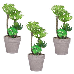 Kuber Industries Artificial Plants for Home Décor|Natural Looking Indoor Fake Plants with Pot|Artificial Flowers for Decoration-Pack of 3 (Green)