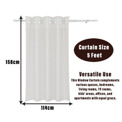 Heart Home Window Curtain | Sheer Window Curtains | Parda for Living Room | Drapes for Bedroom | Window Curtain Parda for Home Décor | Lining Net | 5 Feet | Cream
