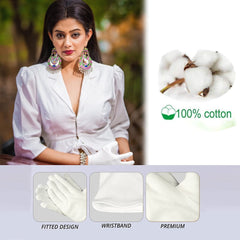Kuber Industries Gloves | Cotton Summer Gloves | Protection From Sun Burns | Dust | Pollution | Gloves For Women | Gloves For Men | 2 Pair | Pack of 2 | White