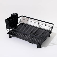 Kuber Industries Iron Kitchen Rack with Utensil Basket Drainer | Dish Drainer Basket for Kitchen | Multipurpose Kitchen Stand | Large Capacity Stand for Kitchen | Space Saving Kitchen Items | Black
