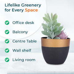 Kuber Industries Artificial Plants for Home Décor|Natural Looking Indoor Fake Plants with Pot|Artificial Flowers for Decoration-Pack of 2 (Green)