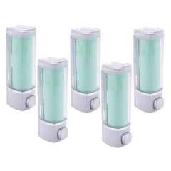Kuber Industries Manual Shampoo & Soap Dispenser | Wall Mounted | Soap Dispenser for Kitchen & Bathroom | Refillable, Lightweight & Durable | Easy to Clean | Green Color (Pack of 5)