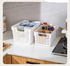 Homestic Shelf Baskets 25.5 cm Height | Plastic Storage Basket for Kitchen Fruits Vegetables Toys | Multipurpose Utlility | Attractive Design | White