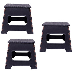Kuber Industries 12 Inch Foldable Stool for Traveling|Heavy-Duty Step Stool for Adults|Perfect for Bathroom, Kitchen, Garden-Pack of 3 (Brown)