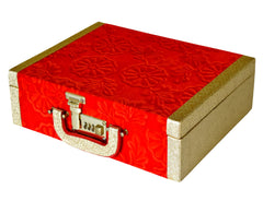 Kuber Industries Flower Design Multipurpose Wooden 3 Rod Bangle Box/Organizer/Case With Number Lock System (Red)-47KM0697