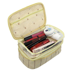 Kuber Industries Exclusive 2 Pieces Jute Design Make Up Kit Cum Cosmetic Kit, Jewellery Kit, Pouches for Travel Accessories (Cream) -CTLTC038977