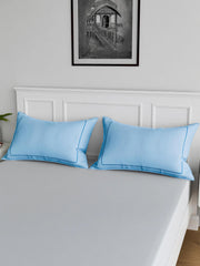 Heart Home Pillow Cover | Cotton Pillow Cover | Pillow Cover for Bedroom | Cushion Pillow Cover for Living Room | Plain Border Pillow Cover Set | Set of 6 | Sky Blue